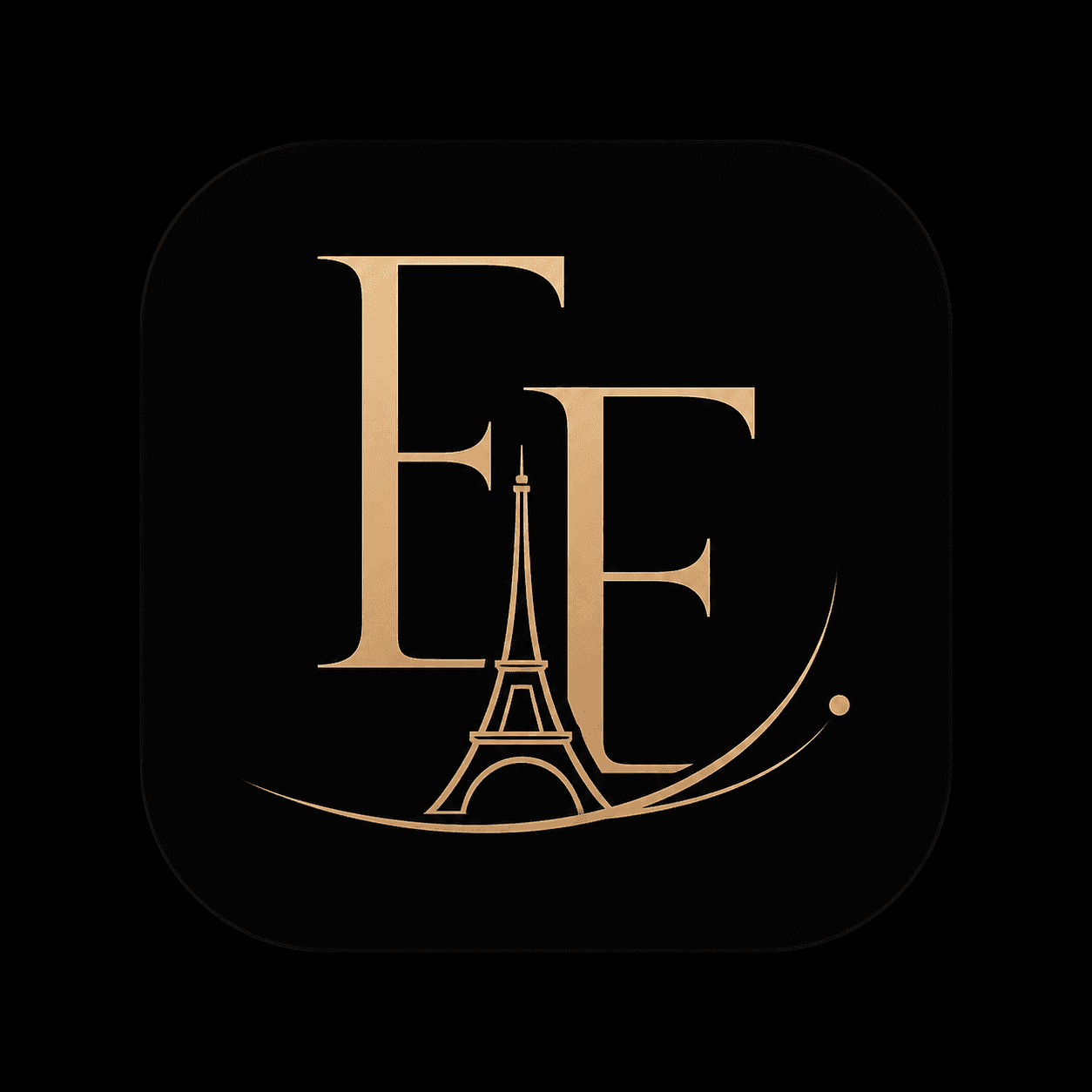 Logo app Encore Ensemble EE doré avec Tour Eiffel